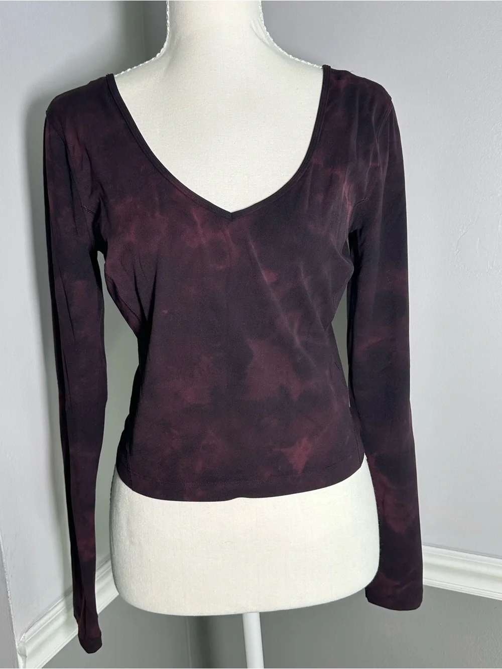 Lululemon Align Diamond Dye Long-Sleeve Shirt Burgundy & Black Size 8